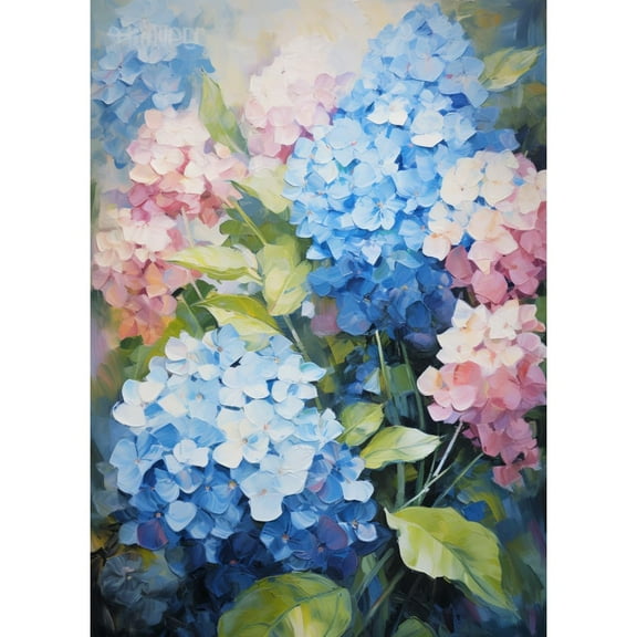 Watercolor Hydrangeas 5D Diamond Art DIY Paint with Full Drill Round Diamond Gems Painting by Number Kits for Adults Art Craft Home Wall Decor 15.8x19.8in