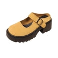 thumbnail image 2 of Women's Mary Janes Shoes Platform Dress Low Heel Chunky Pumps Round Toe Ankle Strap Pumps Shoes Oxfords Esther Yellow 38, 2 of 9