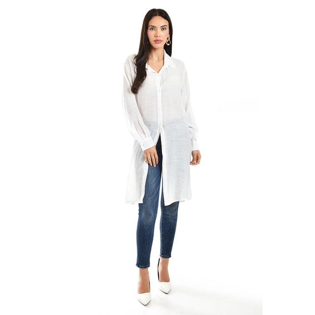 Blusa de corte largo Roman Fashion /Juvenil, 1008 (Blanco) blanco CH