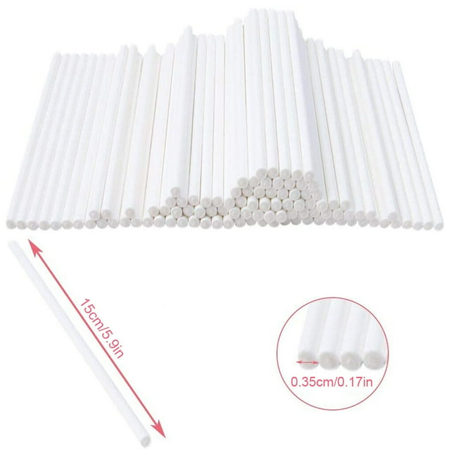 100pcs/bag Lollipop Sticks Paper Cake Pop Sticks DIY Kitchen Stick DIY Cake Candy Chocolate Rods, 15cm x 3.5mm