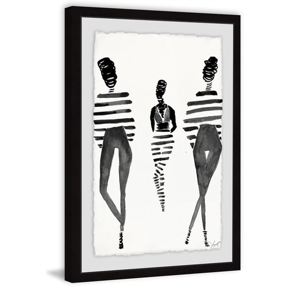Black Stripes Framed Painting Print