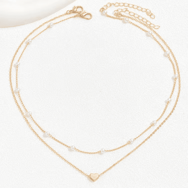 Delicado collar de oro para mujer – Collares chapados en oro para niñas adolescentes delicado collar de corazón de amor collar con colgante de corazón