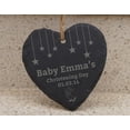 thumbnail image 2 of Darling Souvenir Custom Babies Christening Day Engraved Slate Hanging Christmas Tree Ornament with String Personalized Gift, 2 of 4