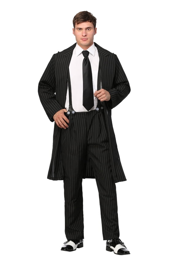 Mens Black Zoot Suit Gangster Costume