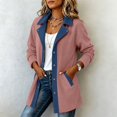 thumbnail image 5 of Denim Patchwork Jackets for Women Corduroy Shacket Shirts Long Sleeve Button Down Knit Blazer Denim Trimmed Sweater Jacket Casual Collared Workout Fall Fashion Outfits, 5 of 9