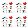 thumbnail image 1 of Wedding Coaster Set of 4, Cartoon Couple Romantic Caricatures Getting Married Newlywed Happiness, Square Hardboard Gloss Coasters, Standard Size, Red Mint Green Grey, by Ambesonne, 1 of 2