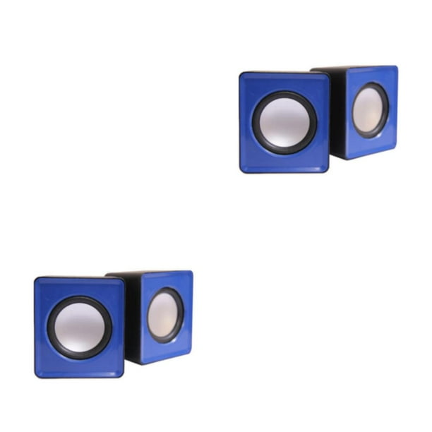 Altavoces de ordenador Seitruly Subwoofer de plástico pequeño Mini USB con cable estéreo hogar escritorio portátil accesorios Azul 2Conjunto