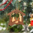 thumbnail image 4 of Vrorvz Wooden Nativity Hanging Ornament Christmas Decorations Christmas Ornaments Close Nature Wood Craft Crackproof Polished Indoor Centerpiece Mantel 3.9In Brown, 4 of 7