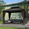 thumbnail image 6 of EGEIROS LIFE 12 Ft. W X 10 Ft. D Double Aluminum Hard Roof Patio Gazebo With Mosquito Net (Brown), 6 of 9