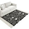 thumbnail image 2 of Bedroom Rug Carpet 3'x 5', Black Kitchen Tools Washable Floor Carpet with Tassels, Modern Cooking Utensil Farmhouse Cookware Elegant Soft Floor Rug Mat for Patio, Balcony, Laundry, Room Decor, 2 of 9