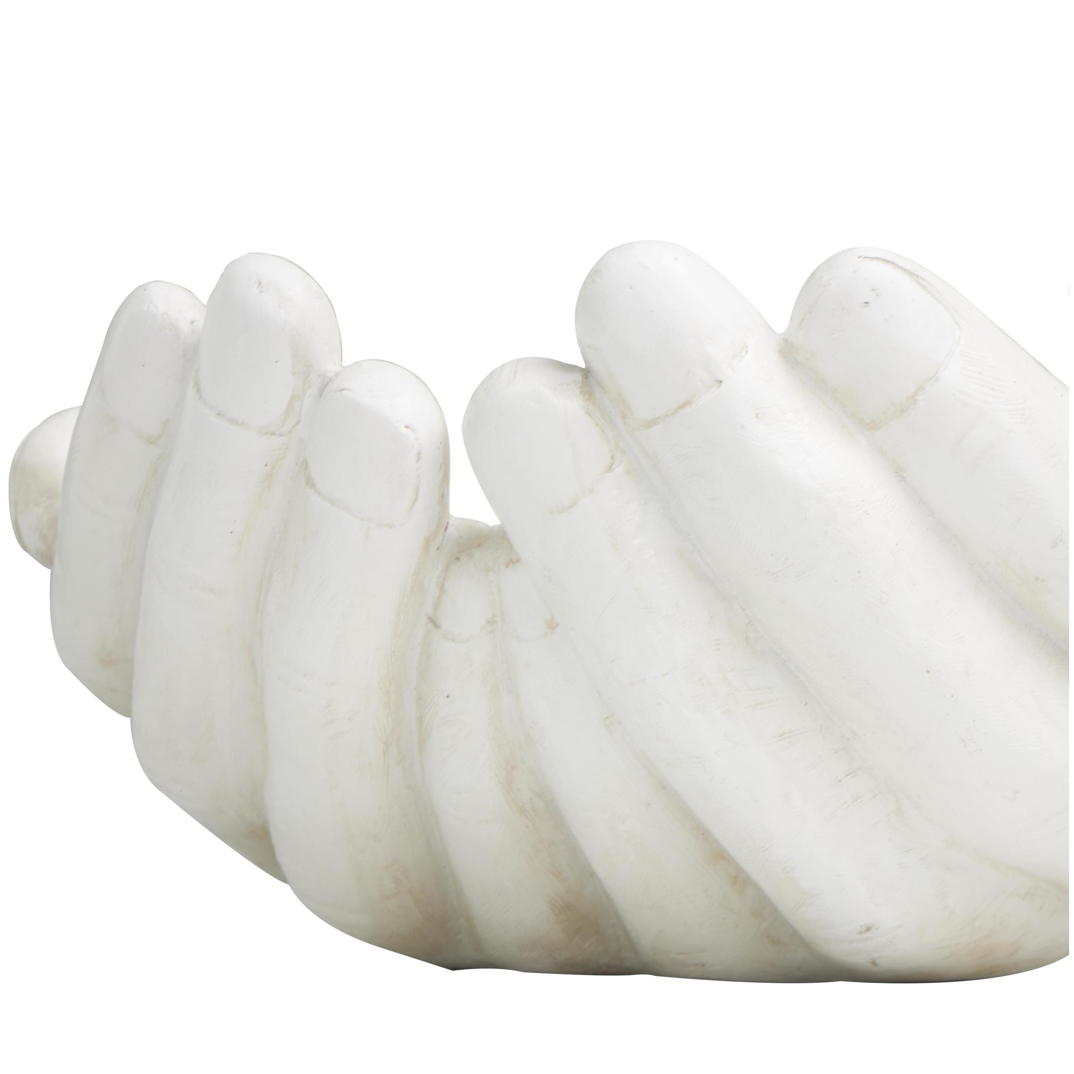 15" x 7" White Polystone Open Hands Sculpture, by DecMode