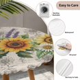thumbnail image 3 of Sunflower Round Tablecloth for 55-60 Inch Tables, Fitted Table Cover with Elastic Edge, Summer Botanical Lavender Farmhouse Waterproof Outdoor Table Cloth Protector for Patio Garden Dinner Picnic, 3 of 9