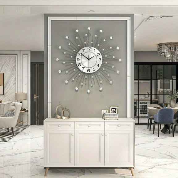 23.6 inch Household Large Wall Clock - Minimalist Modern Wall Clocks Silent Non-Ticking Wrought Iron Decorative Wall Clocks Easy to Read for Living Room Kitchen Bathroom Bedroom