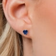 thumbnail image 3 of Gem Stone King 14K White Gold Blue Created Sapphire Stud Earrings for Women Men | 1.60 Cttw | Gemstone September Birthstone | Heart Shape 6MM, 3 of 6