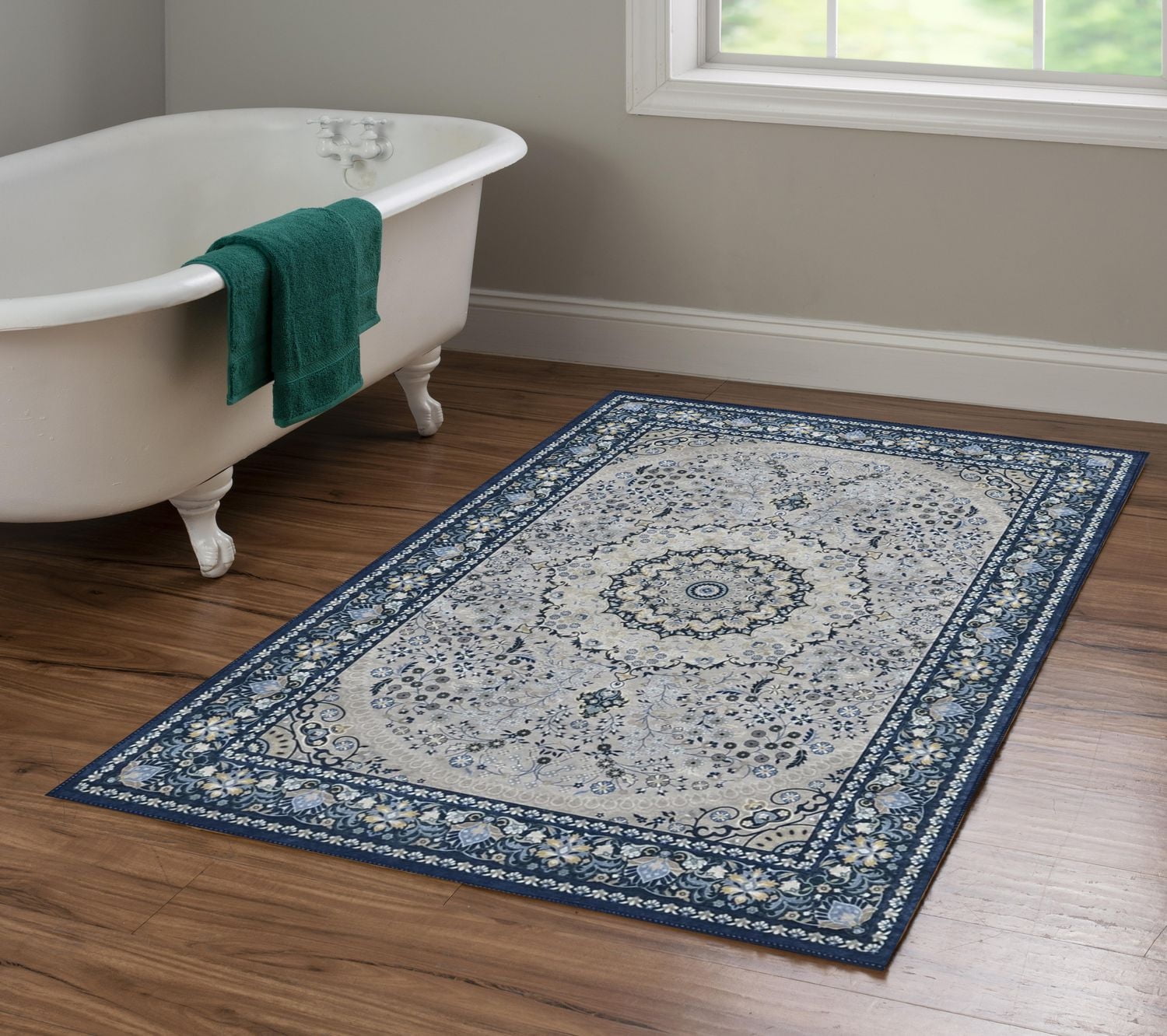 Tapis Emerald Duluth gris & bleu de 6 pi 7 po x 9 pi 7 po