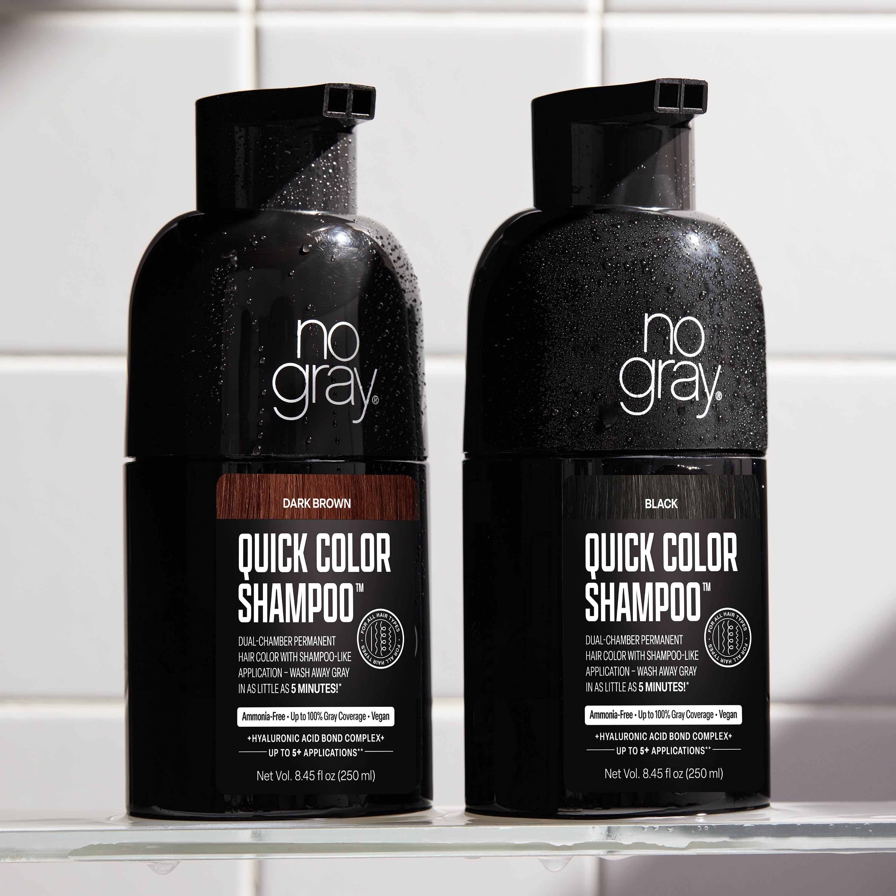 No Gray Quick Permanent Hair Color Shampoo, Black, 8.45 fl. oz