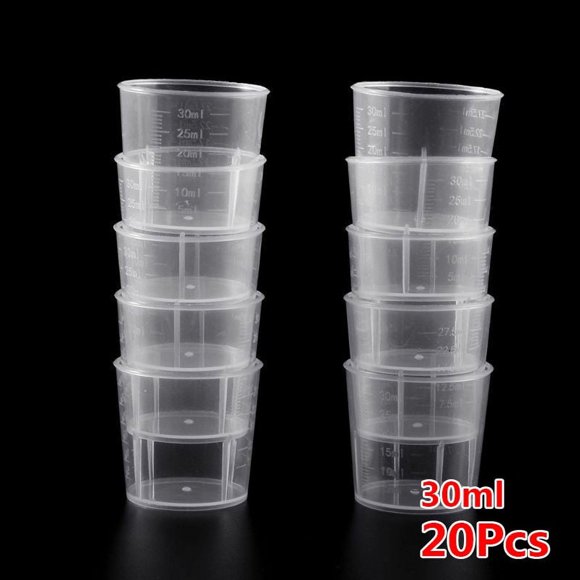 Tailai 20 Pcs 30 ML Transparent Plastics Measure Cups,Plastic Lightweight Measuring Cup