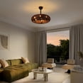 thumbnail image 5 of JONATHAN Y Cassidy 23" 6-Light Modern Bohemian 6-Speed Metal/Rattan Mobile-App/Remote-Controlled Height-Adjustable Lantern LED Ceiling Fan, Dark Brown/Black, 5 of 10