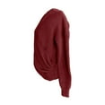 thumbnail image 4 of Women's Casual Knit Sweater Long Sleeve Solid Color V-Neck Criss Cross Shirts Fall Winter Stretchy Comfy Business Work Tops, 4 of 6