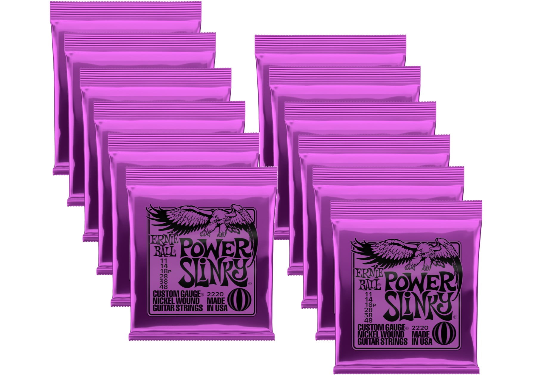 LOT OF 12 - Ernie Ball P02220 ^12Power Slinky Electric Guitar Strings, Nickel Wound^12