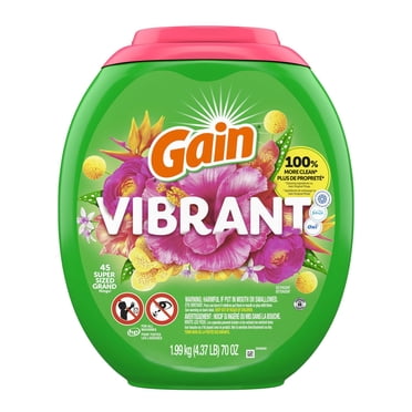 Gain Super Flings Laundry Detergent Pacs, Hibiscus Hula scent, irresistibly clean and fresh washing detergent laundry soap pacs, 45 Count