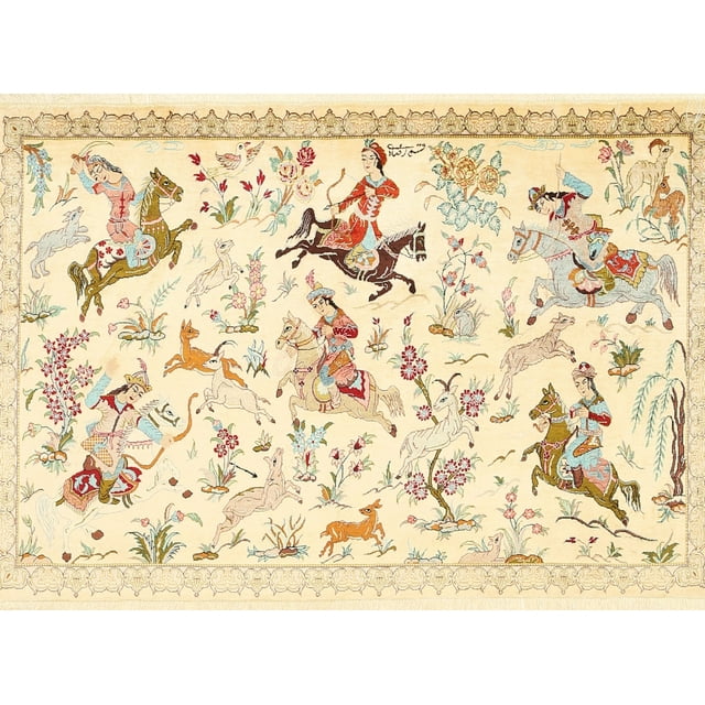 Ahgly Company Machine Washable Indoor Rectangle Traditional Gold Area Rugs, 8' x 10'