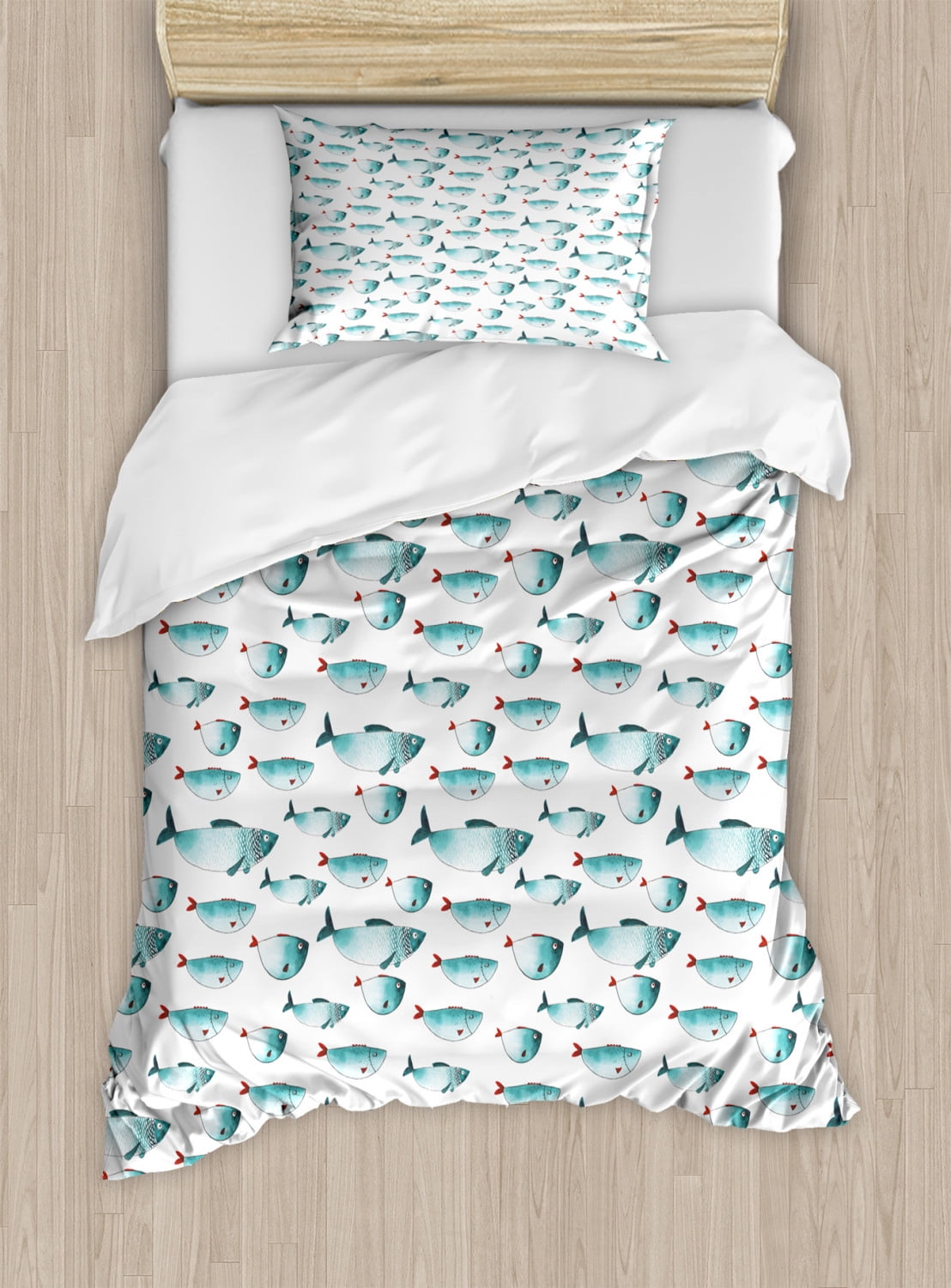Koi Fish Duvet Cover Set, Cute Regular Different Sized Japanese Koi