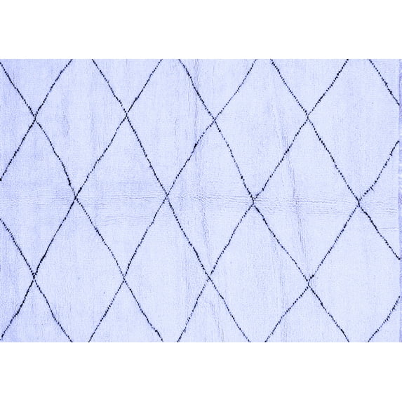 Ahgly Company Machine Washable Indoor Rectangle Solid Blue Modern Area Rugs, 7' x 9'