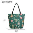 thumbnail image 5 of FORMRS Womens Canvas Tote Bag with Zipper Inner Pocket Shoulder Handbag, Green Christmas Gingerbread, 5 of 7