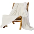 thumbnail image 4 of Deconovo Throws Sherpa Plush Blanket, 50x60 inch Beige, Machine Washable, Solid & Traditional Design, 4 of 7