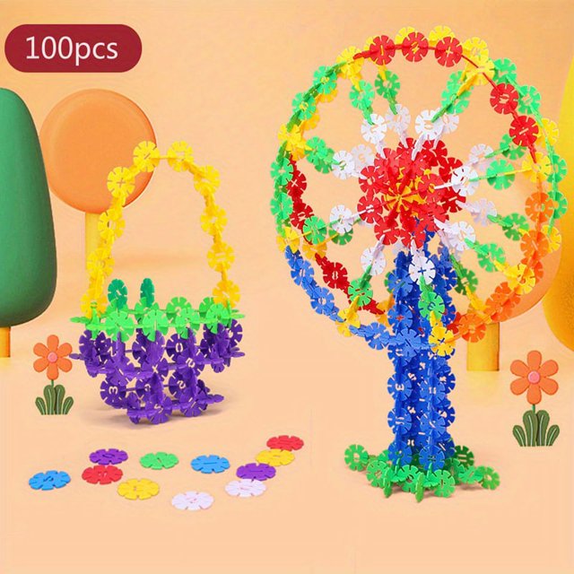 100pcs Numeric Alphabet Puzzle Snowflake Piece Puzzle Building Block DIY Parent-child Interactive Puzzle Early Education Toys