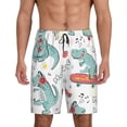 thumbnail image 2 of Rocae Music Lover Dinosaur for Men's Soft Sleep Pajama Shorts, Waistband and Pockets, 2 of 9