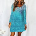 thumbnail image 2 of Vestido suelto clásico con estampado de flores de manga larga con cuello en V informal a la moda para mujer Pompotops hdfakjf7211, 2 of 5