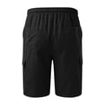 thumbnail image 3 of Men's Flex Cargo Shorts with Multi-Pocket Elastic Waist Short Pants Drawstring Ripstop Straight Leg Cargo Shorts Outdoor Casual Camo Hiking Work Casual Bermuda Shorts,Black L, 3 of 4