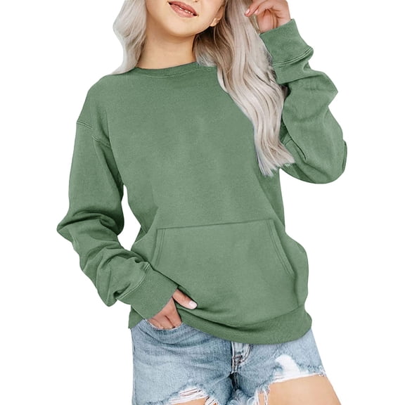Girls and Toddlers' Sweatshirt Crewneck Slim Fit Long Sleeve Pullover Casual Loose Comfy Tops Fall Winter Trendy Teen Clothes