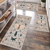 Kitchen Rugs Sets of 3 Non Slip Washable Kitchen Mats for Floor, Waterproof Kitchen Runner Rug, Floor Mat Carpet for Entryway, Laundry, Sink, Hallway, Bathroom