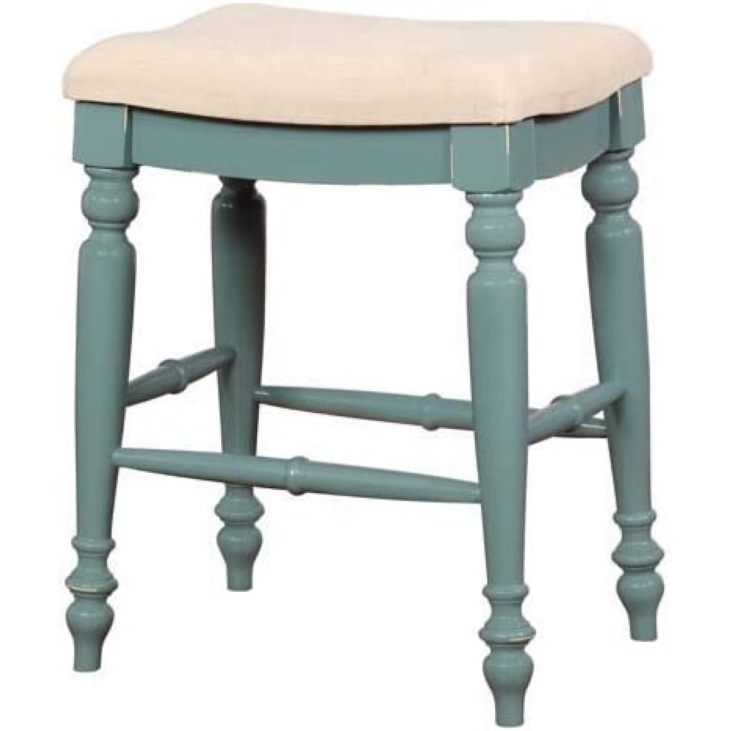 Marino Elegant Blue Wood Backless Counter Stool with Padded Seat