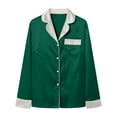 thumbnail image 5 of mgoYE Christmas Pajamas for Family Silk Satin Holiday Matching Pajamas Sets Long Sleeve Button Comfy Loungewear Sets(Green,M), 5 of 7