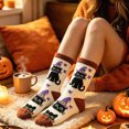 thumbnail image 3 of NOLDARES Halloween Socks for Women Girls, 1 Pairs Ghosts Print, Colorful Pattern Novelty Cute(Z189-Beige), 3 of 3