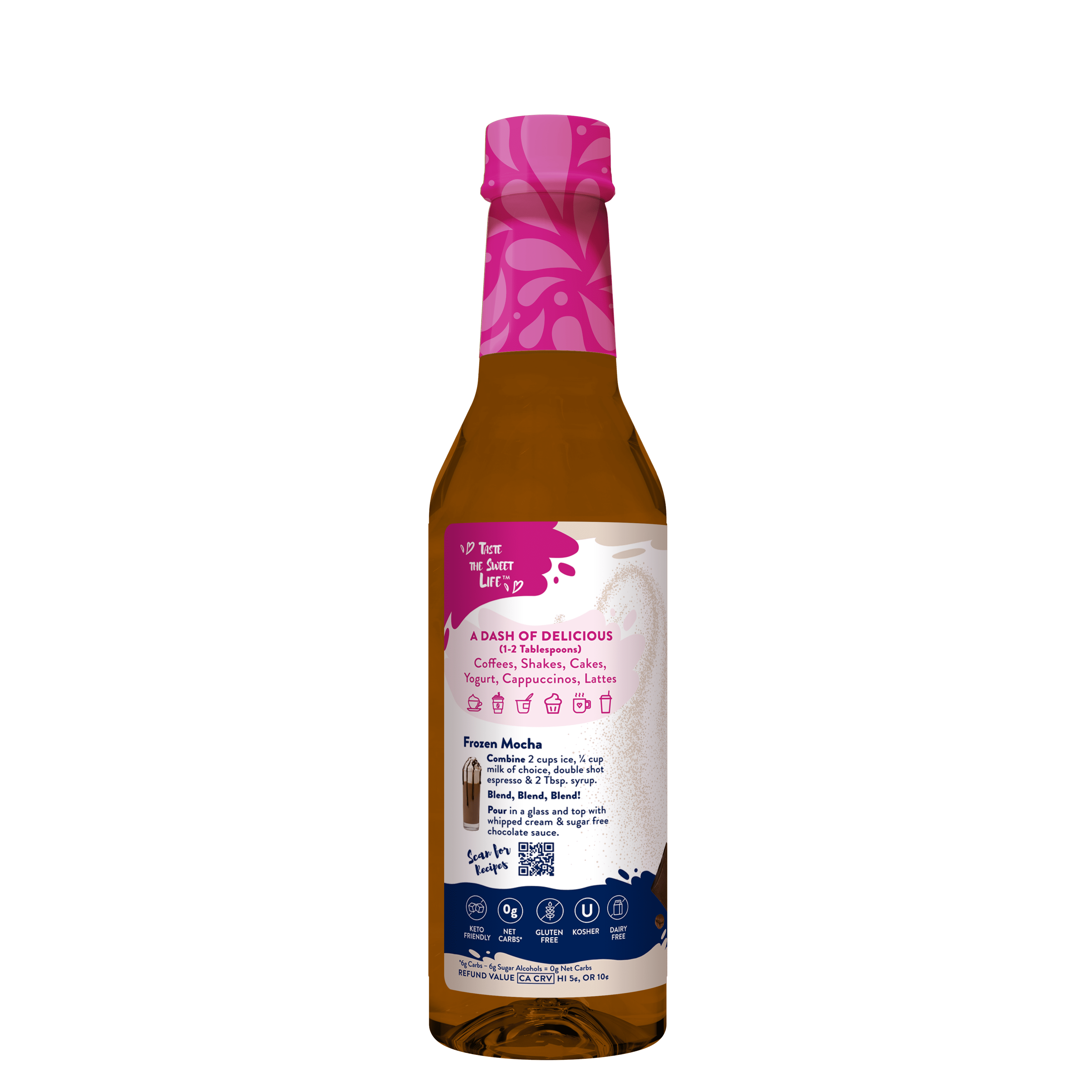 (6 pack) Jordan's Skinny Mixes Naturally Sweetened Chocolate Mocha Syrup, 375 mL