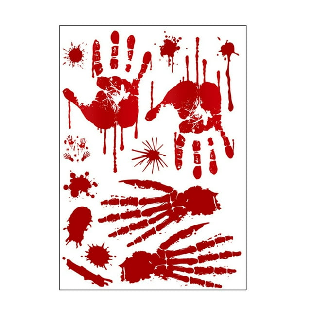Less Than 5 Wall stickers Blood Prints Decor Halloween Wall Sticker Home DIY Decals for Window