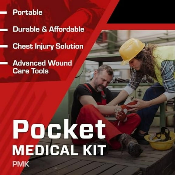 Pocket Medical Kit (PMK) with Compressed Gauze, Complete Trauma Kit for First Responders & Emergency First Aid Kit for Civilians
