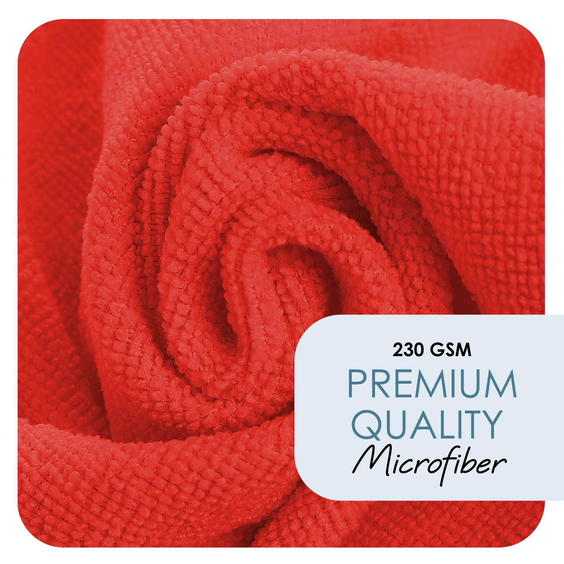 LammaLoe Microfiber Cleaning Cloths, Super Absorbent Cleaning Rags & Car Towels Lint Free, 12x12 Multi-Purpose, 36 Pack, Red
