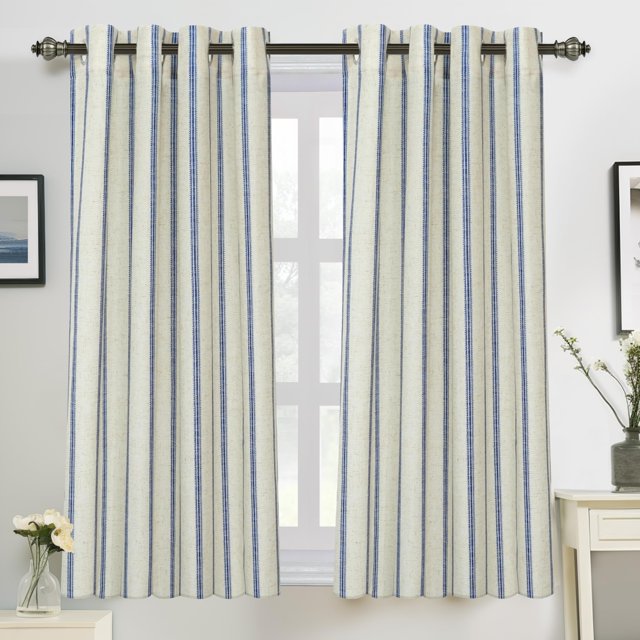 Cortinas DriftAway, mezcla de lino, opacas, 137 x 137 cm, color azul marino