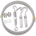 thumbnail image 1 of Adjustable Clotheslines for Outdoor, 16ft Drying Line for Travel Camping, Stainless Steel String Light Suspension Kit, Vinyl Coated Stainless Steel St, 1 of 4