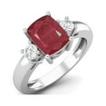 thumbnail image 2 of 8X6 Cushion Shape Ruby Glass Filled Three Stone Ring in 925 Sterling Silver Dainty Engagement Promise Ring, 2 of 3