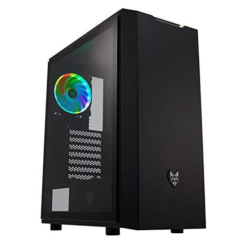 FSP ATX Mid Tower PC Gaming Case with a Tempered Glass Side Panel and 1 ARGB Fan & Light Bar (CMT350)