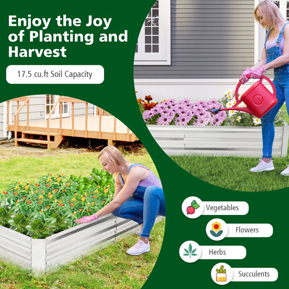 YYAo Garden Bed,Vegetables Growing Box,Metal Galvanized Raised Garden Bed with Open-Ended Base-6 x 3 ft