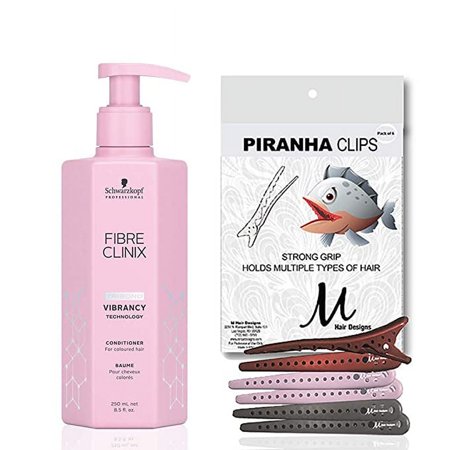 Fibre Clinix Tribond Vibrancy Conditioner 8.5 oz and M Hair Designs Piranha Clips (Bundle 2 items)
