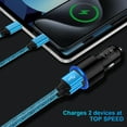 thumbnail image 6 of Car Charger with 2 Pack 6FT3FT Type C Cable Dual Port USB Car Charger Adapter Fast Charging, Hootek 2 Port Car Charger with 6FT3FT Charging Cable Cord Nylon Braided for Samsung Android, Black+Blue, 6 of 7
